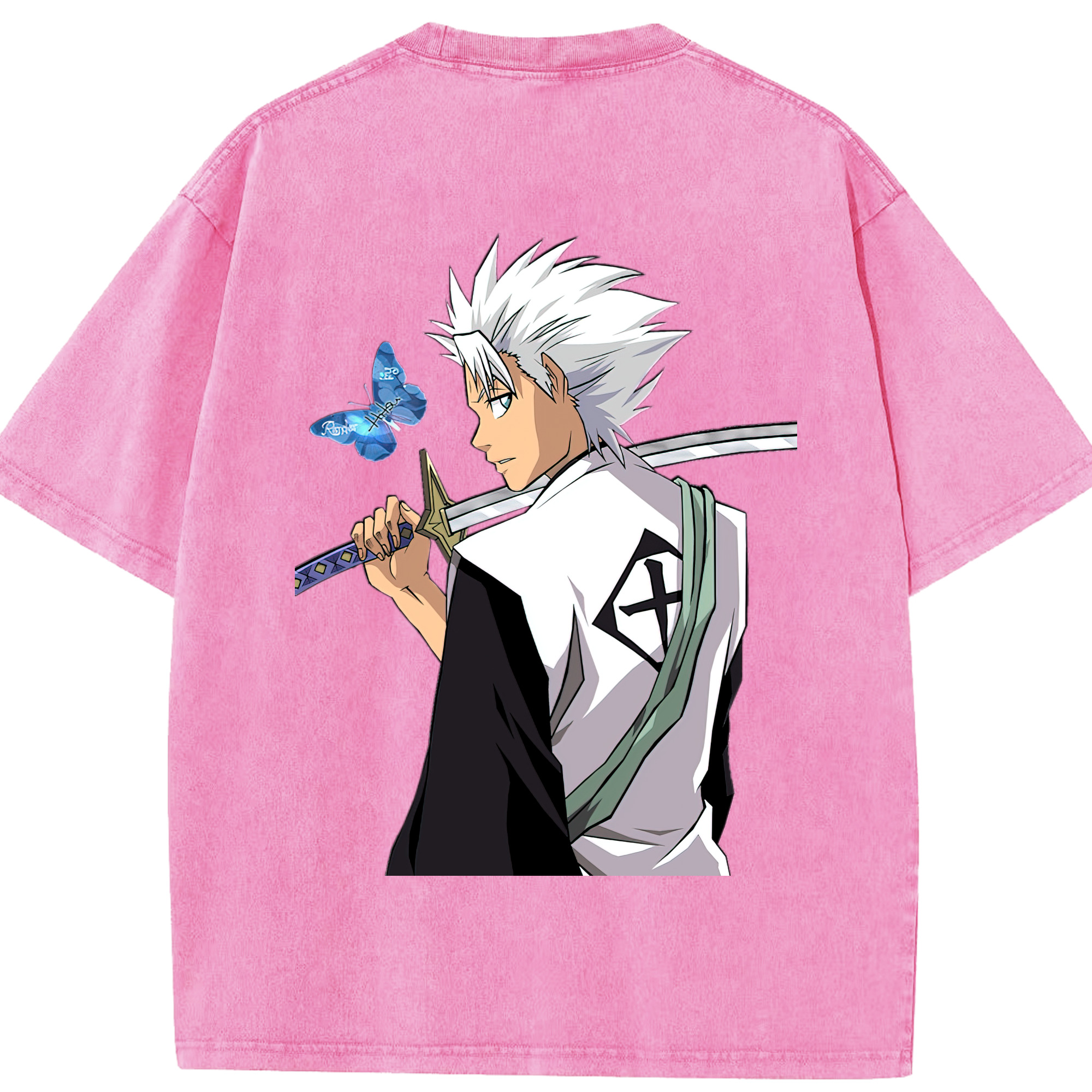 （画像用） ブリーチ 日番谷冬獅郎（ひつがや とうしろう） BLEACH Hitsugaya Toushirou 綿100% ヴィンテージ風 半袖Tシャツ（背面プリント）